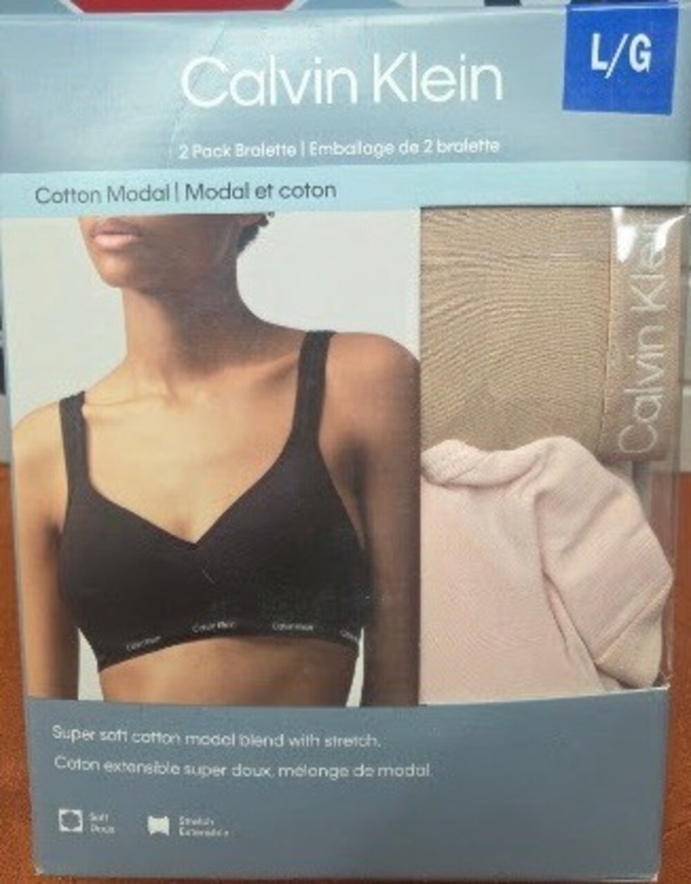 Calvin Klein Cotton Modal Bralette 2-Pack Women Pink & Nude Large